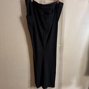 Lane Bryant Wide Leg Trousers Black Stretch Elastic Waist Pockets Sz 30/32